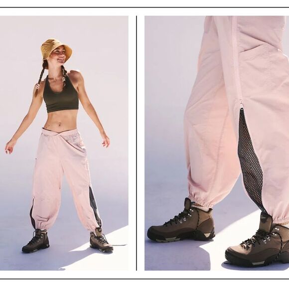 Free People Pants - NWT FREE PEOPLE Movement Three Pointer Track Pants Zip Up Pink Salt Dark Slate